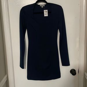 Charlotte Russe Large Navy Blue Long Sleeve Body Con Dress